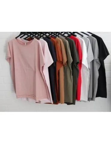 Damen Shirt kurzarm oliv grün khaki mit Baumwolle Onesize 38 - 44 19509