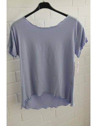 Damen Shirt kurzarm bleu mit Viskose Wellen Onesize 36 - 40