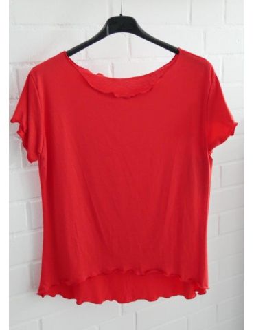 Damen Shirt kurzarm rot red mit Viskose Wellen Onesize 36 - 40 8420V