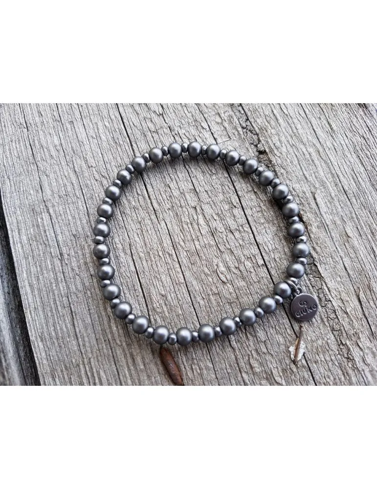 Armband Metallarmband anthrazit matt Kugeln klein groß elastisch