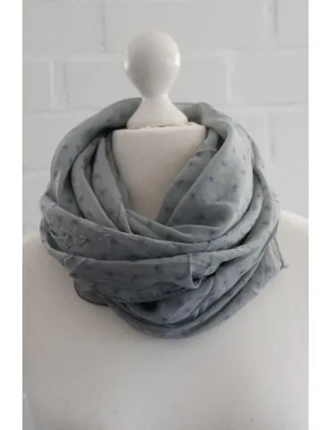Schal Tuch Loop Made in Italy Seide Baumwolle grau dunkelblau Mini Paisly S 197