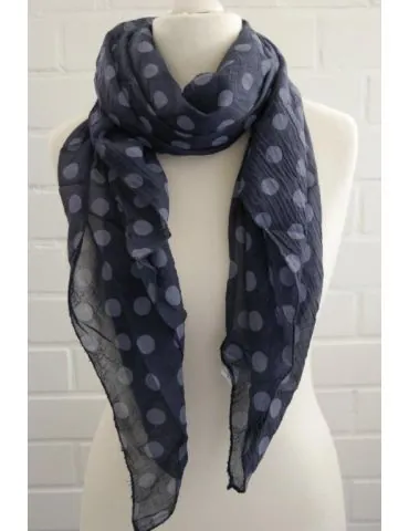 Schal Tuch Loop Made in Italy Seide Baumwolle dunkelblau bleu Punkte S 153