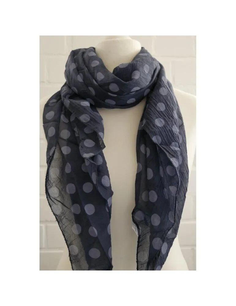 Schal Tuch Loop Made in Italy Seide Baumwolle dunkelblau bleu Punkte