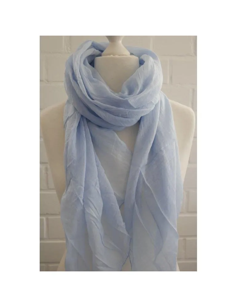 Schal Tuch Loop Made in Italy Seide Baumwolle hellblau uni