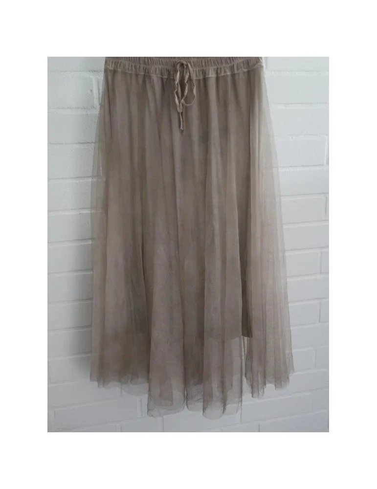 Xuna Damen Tüll Rock dunkelbeige Onesize ca. 38 - 42 Blogger Style