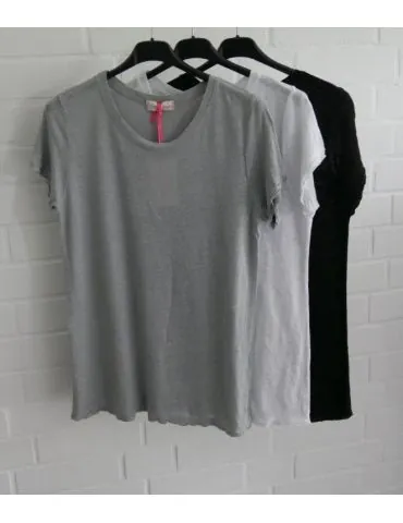 Damen Shirt 100% Leinen kurzarm weiß white...