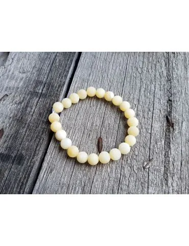 Armband Perlenarmband Perlen vanille gelb matt elastisch