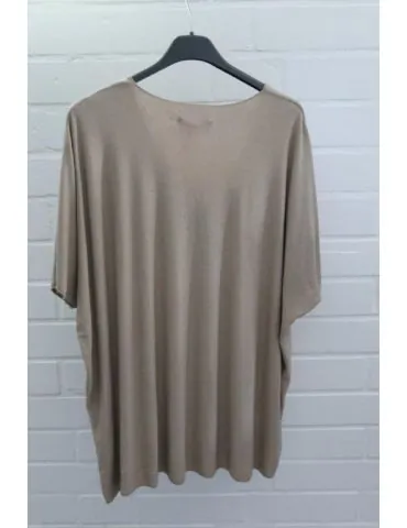 Damen Basic Shirt kurzarm camel matt uni mit Viskose Onesize ca. 38 - 46