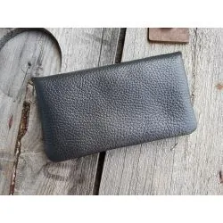 Portemonnaie Geldbörse Börse groß schwarz black Echtes Leder 1121