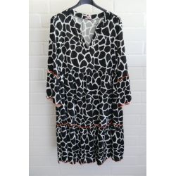 Damen Tunika Kleid A-Form schwarz weiß orange Giraffe Onesize 38 - 44