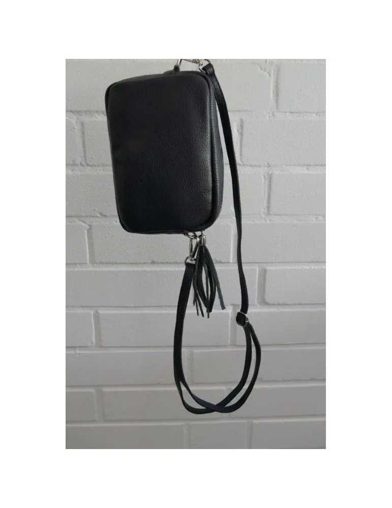 Damen Echt Leder Crossbag Handtasche Schultertasche dunkelblau marine Klassiker