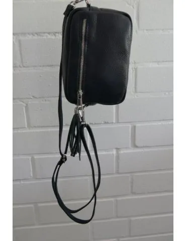 Damen Echt Leder Crossbag Handtasche Schultertasche dunkelblau marine Klassiker