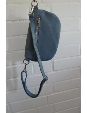 Damen Echt Leder Gürtel Tasche Handtasche Bauchtasche rauchblau uni Gr. L T2101