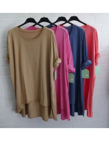 Damen Oversize Plussize Shirt langarm jeansblau...