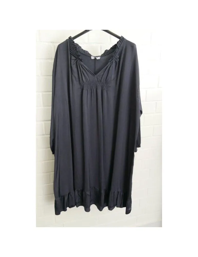 Xuna Damen Tunika Kleid Satin Raffung dunkelblau marine Onesize 38 - 46