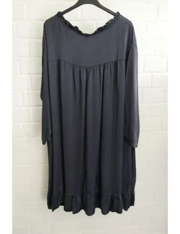 Xuna Damen Tunika Kleid Satin Raffung dunkelblau marine Onesize 38 - 46