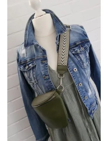 Damen Echt Leder Gürtel Tasche Handtasche Bauchtasche oliv grün uni Gr. L T2101