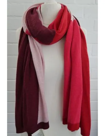 XXL Schal Stola Poncho weinrot rot pink rose Karo mit Kaschmir