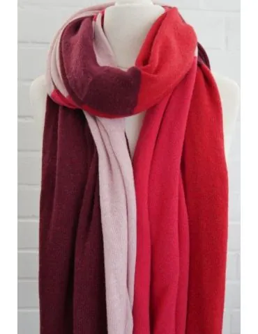 XXL Schal Stola Poncho weinrot rot pink rose Karo mit Kaschmir