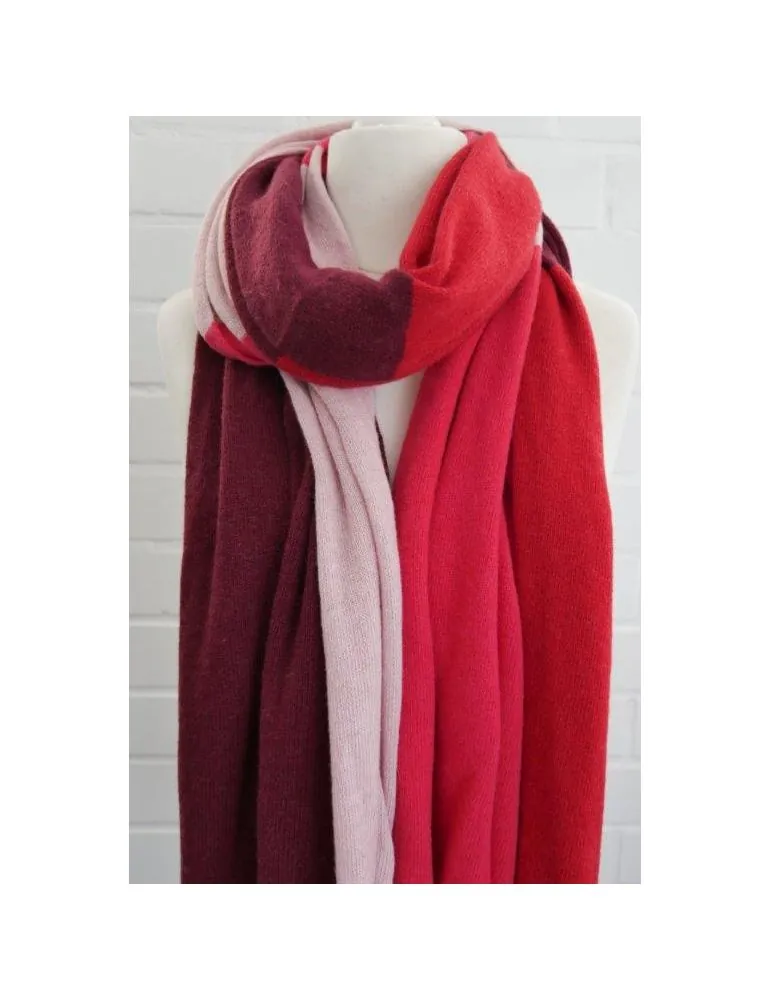 XXL Schal Stola Poncho weinrot rot pink rose Karo mit Kaschmir