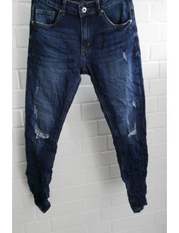 Xuna Jeans Hose Damenhose blau verwaschen mit Baumwolle Risse Abrieb 3912