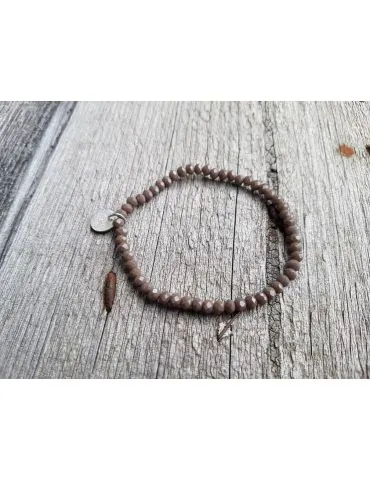 Bijoux Armband Kristallarmband Perlen taupe klein Glitzer Schimmer elastisch