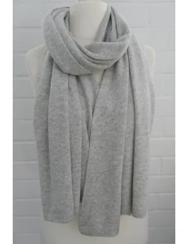 Damen Herren XXL Schal Stola Poncho silbergrau hellgrau uni mit Wolle und Kaschmir ca. 55 x 200 1010