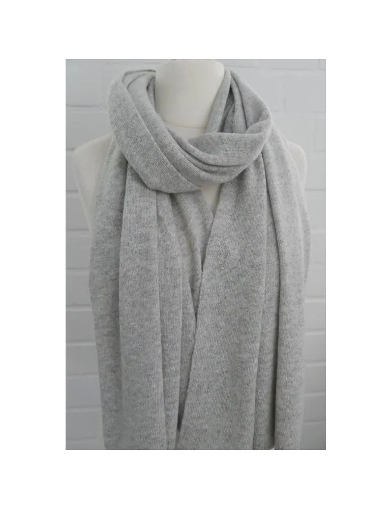 Damen Herren XXL Schal Stola Poncho silbergrau hellgrau uni mit Wolle und Kaschmir ca. 55 x 200 1010
