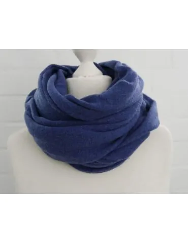 Damen Herren XXL Schal Stola Poncho blau uni mit Wolle und Kaschmir ca. 55 x 200 1010