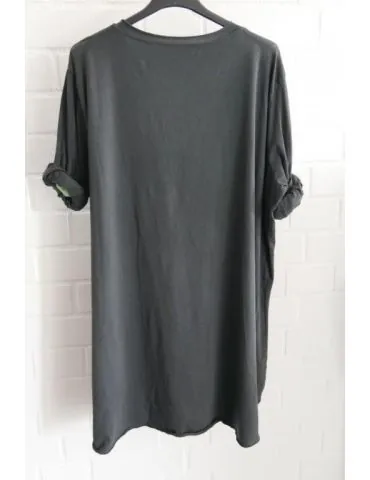 Damen Plussize Oversize Shirt langarm anthrazit grau uni mit Baumwolle Onesize 38 - 46 6143