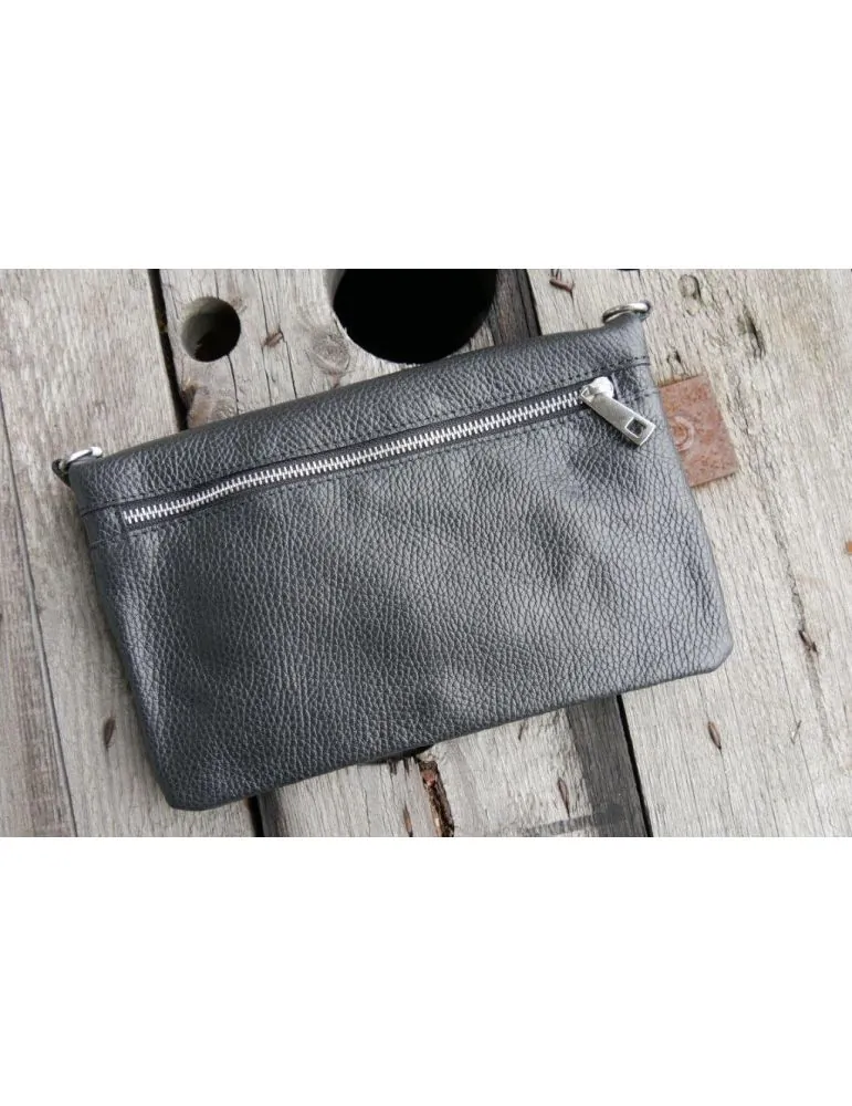 Damen Echt Leder Handtasche Schultertasche schwarz black Faltbar