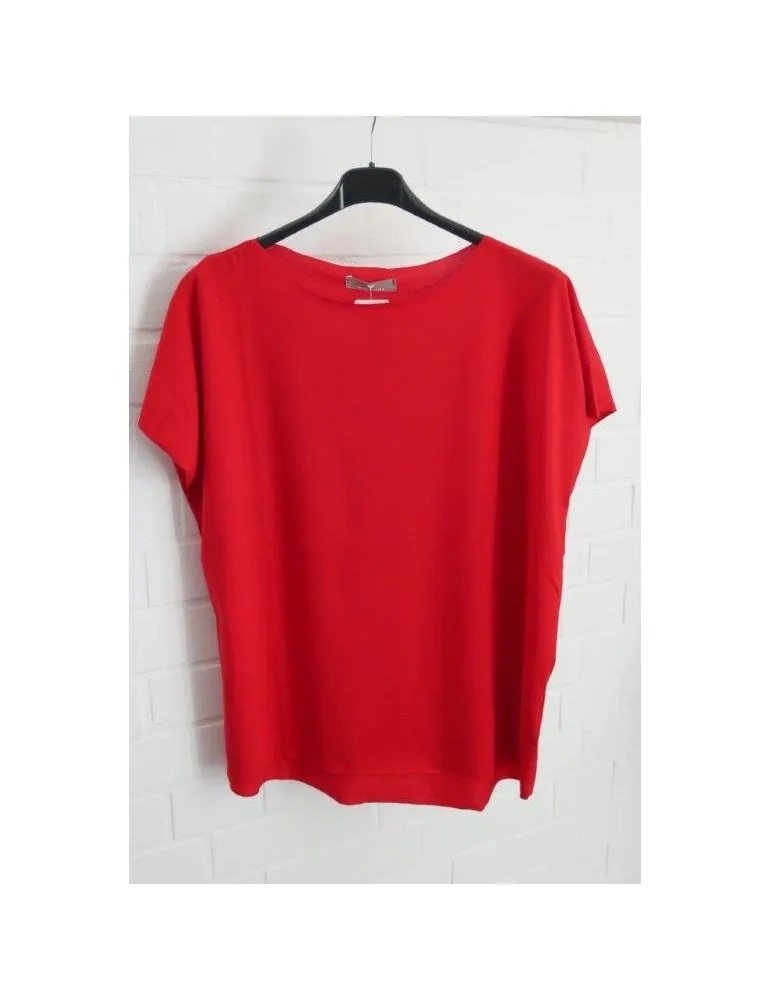 Damen Shirt kurzarm rot red mit Baumwolle Onesize 38 - 44 19509