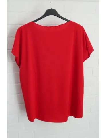 Damen Shirt kurzarm rot red mit Baumwolle Onesize 38 - 44 19509