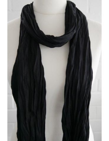 Damen Schal Jersey schwarz black uni mit Baumwolle breit 13816