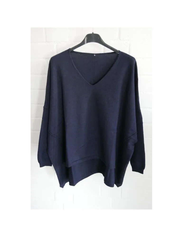 ESViViD Damen Pullover dunkelblau marine V-Ausschnitt Onesize 38 - 46 mit Viskose 7050