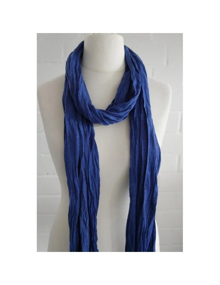 Damen Schal Jersey blau meliert uni mit Baumwolle breit