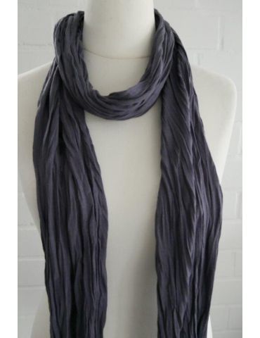 Damen Schal Jersey graublau grau blau uni mit Baumwolle breit