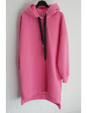 Damen Hoodie Sweat Shirt Tunika Kleid Kapuze pink Onesize 38 - 42