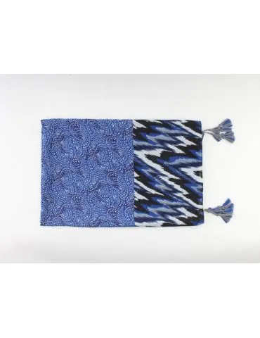 Leichter XL Damen Schal Tuch blau schwarz weiß hellgrau Phantasiemuster Izzie