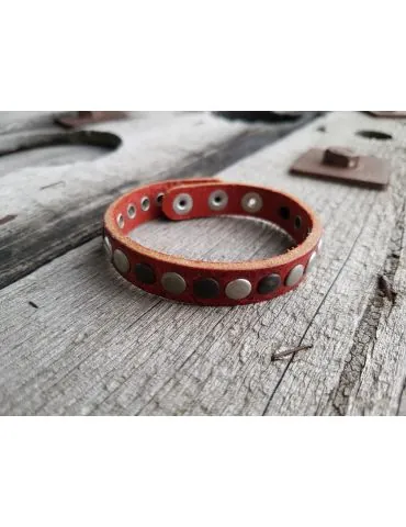 Damen Armband Echtes Leder rot silber anthrazit verstellbar