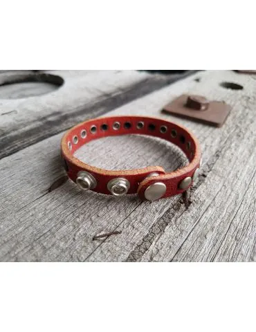 Damen Armband Echtes Leder rot silber anthrazit...