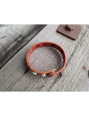 Damen Armband Echtes Leder rot silber anthrazit verstellbar