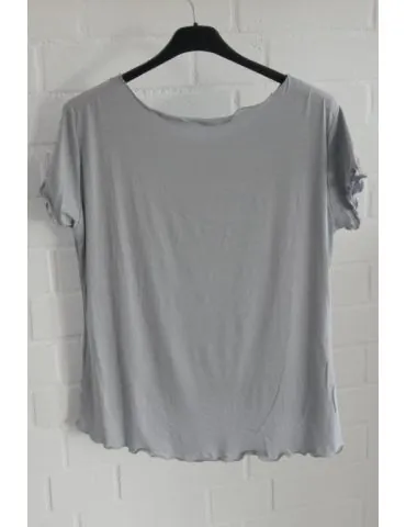 Damen Shirt kurzarm hellgrau mit Viskose Wellen Onesize 36 - 40 8420V