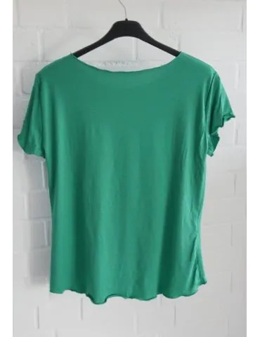 Damen Shirt kurzarm grasgrün mit Viskose Wellen Onesize 36 - 40 8420V