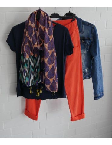 Leichter XL Damen Schal Tuch weiß blau orange...