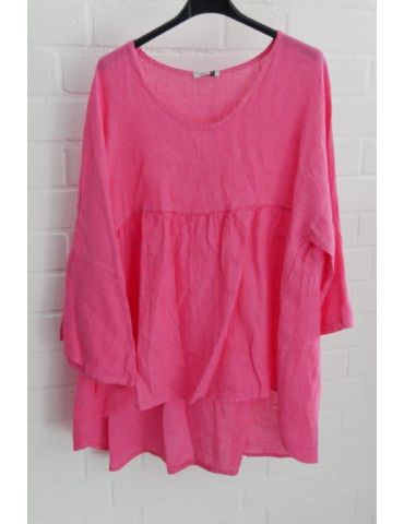 Xuna Damen Bluse Shirt 100% Leinen pink verwaschen Trompetenärmel Onesize 38 - 40