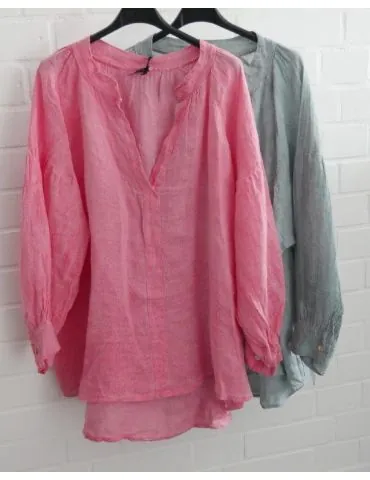 Xuna Oversize Damen Bluse Shirt 100% Leinen...