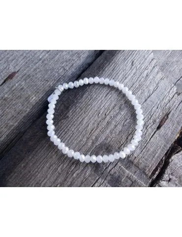 Armband Kristallarmband Perlen klein hellgrau Glitzer Schimmer elastisch