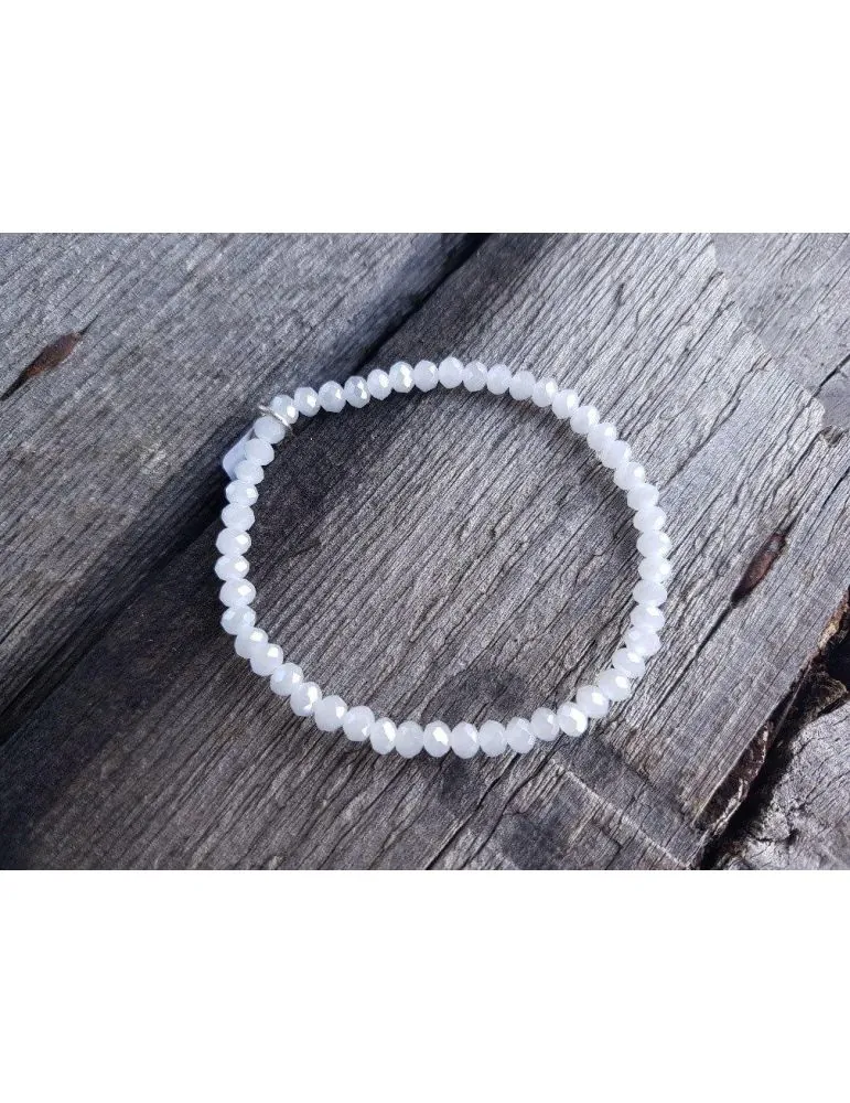 Armband Kristallarmband Perlen klein hellgrau Glitzer Schimmer elastisch
