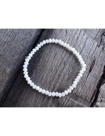 Armband Kristallarmband Perlen weiß klein Glitzer Schimmer elastisch